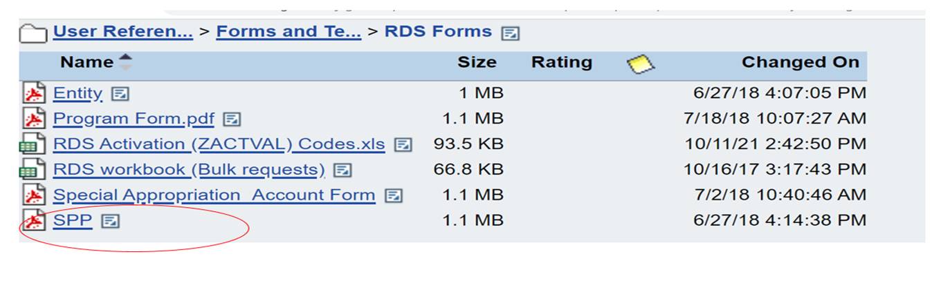 RDS forms