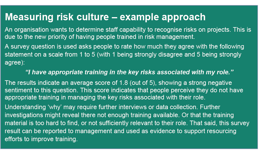 Example approach to measuring risk culture
