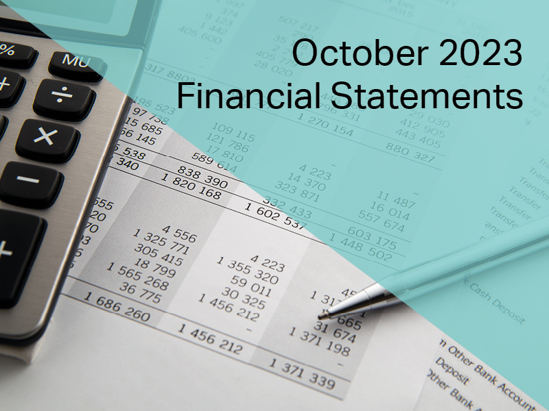 Decorative image for October 2023 Financial Statements