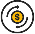 Icon with a coin and two arrows indicating movement in a circle