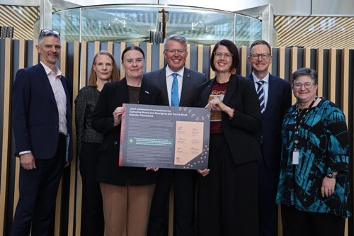 group photo of The Secretary, Deputy Secretaries, and Aboriginal and Torres Strait Islander Staff