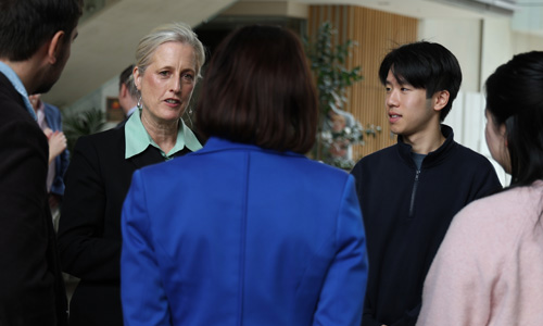 Finance Minister Katy Gallagher meets staff