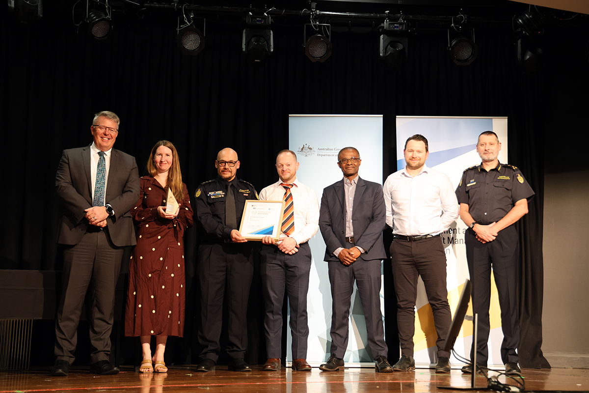 Gold Winner Australian Border Force with the Secretary of the Department of Finance