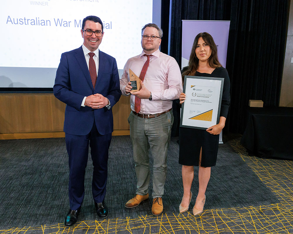 Photograph of the Generating Broader Benefits to the Australian Economy through Procurement Gold award recipients